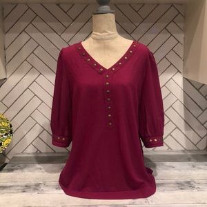 Fuchsia Pink Blouse with gold hardware Large